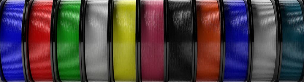 Filaments for 3D printing. ABS wire plastic for 3d printer, variety of colors. 3d illustration